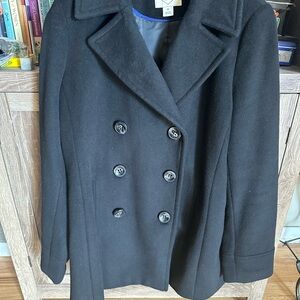 St. John's Bay Black Double-Breasted Wool Peacoat